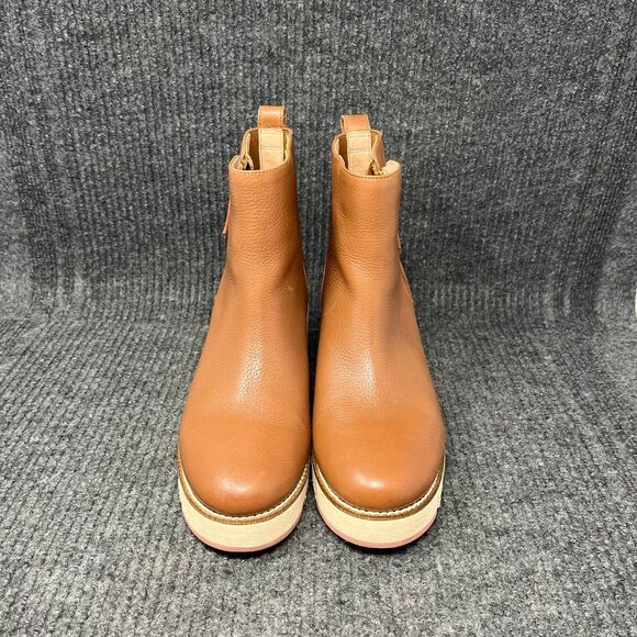 Cole Haan Zerogrand City Wedge Side Zip Ankle Boots Brown Leather Women’s 8 B - Picture 2 of 8